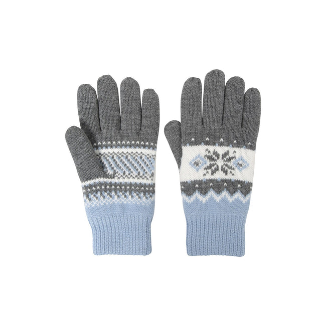 Gray - Side - Mountain Warehouse Womens-Ladies Thinsulate Fair Isle Gloves