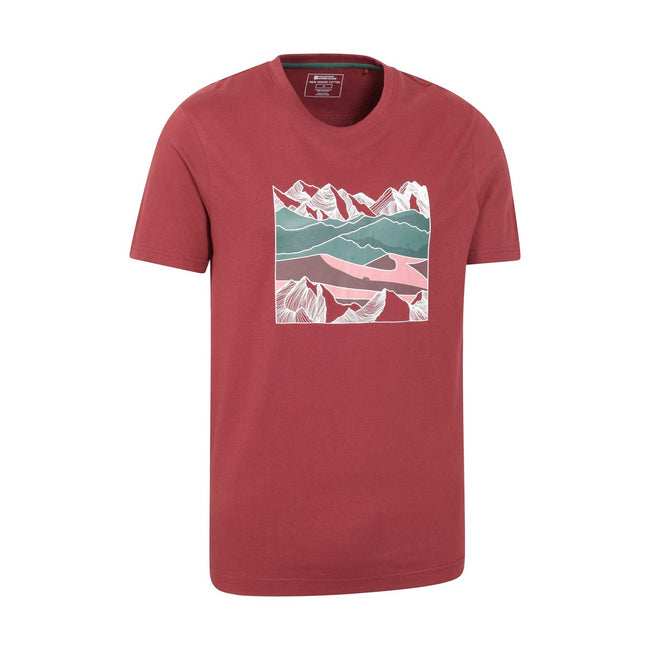 Burgundy - Back - Mountain Warehouse Mens Linear Natural T-Shirt