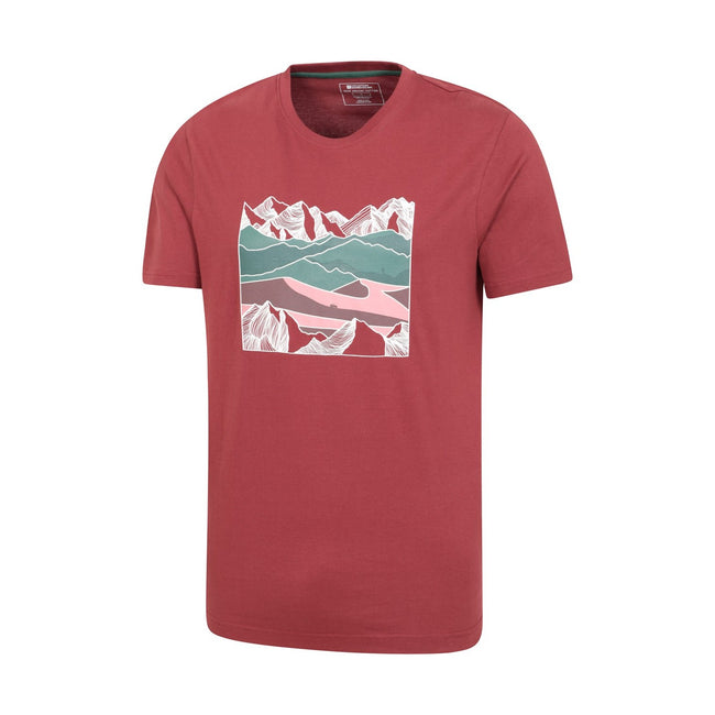 Burgundy - Side - Mountain Warehouse Mens Linear Natural T-Shirt