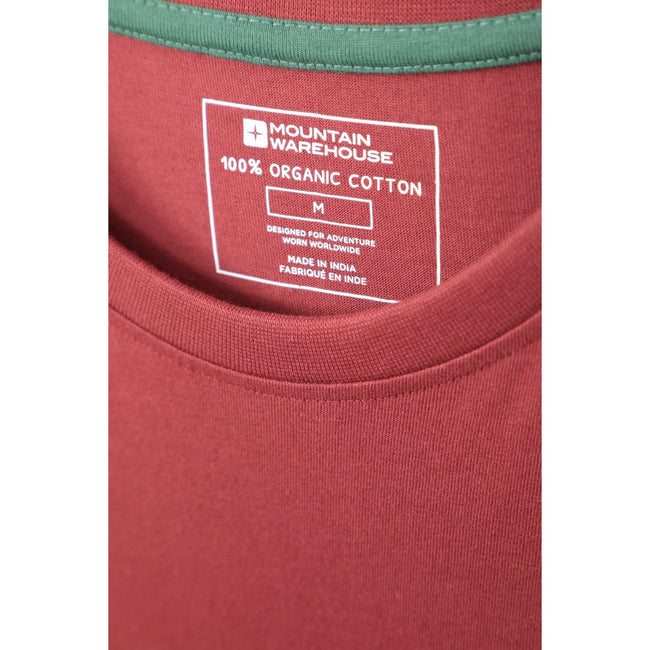 Burgundy - Pack Shot - Mountain Warehouse Mens Linear Natural T-Shirt