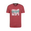 Burgundy - Front - Mountain Warehouse Mens Linear Natural T-Shirt
