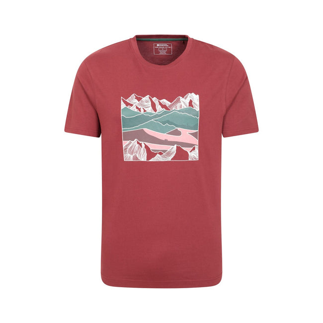 Burgundy - Front - Mountain Warehouse Mens Linear Natural T-Shirt