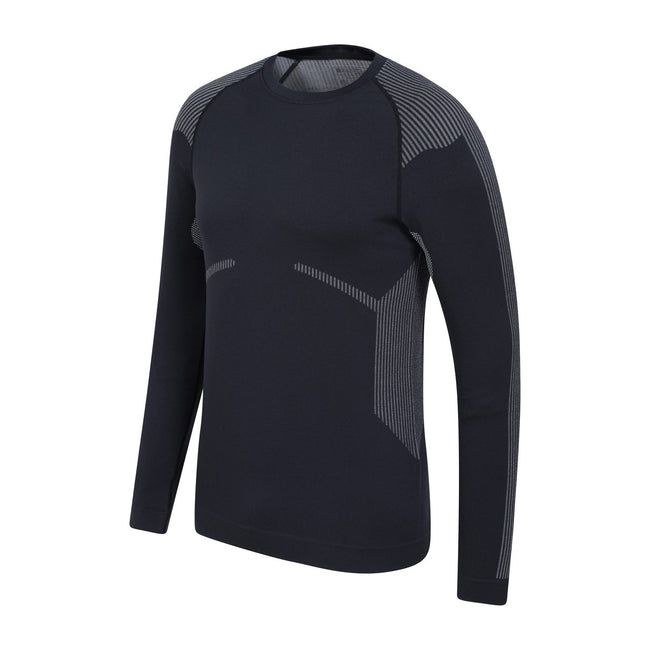Black - Back - Mountain Warehouse Mens Freestyle Seamless Round Neck Base Layer Top
