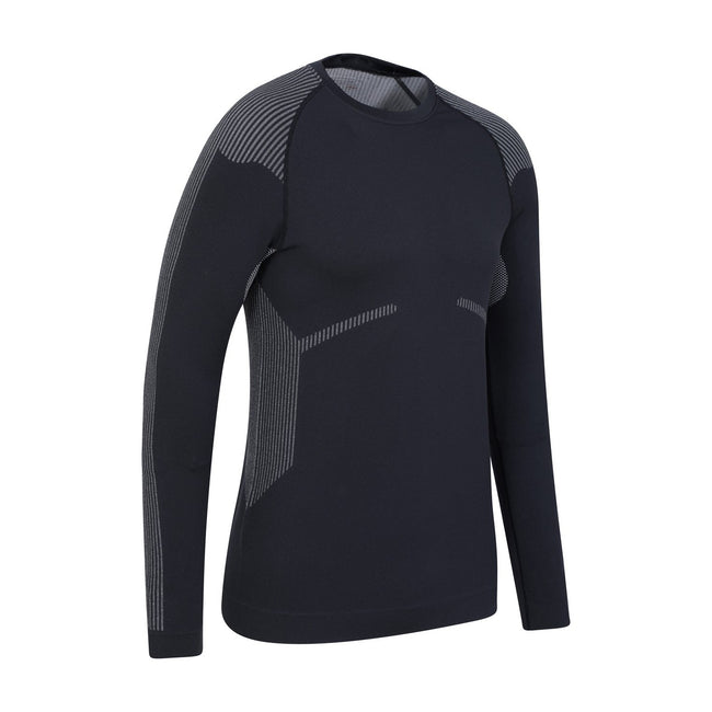 Black - Side - Mountain Warehouse Mens Freestyle Seamless Round Neck Base Layer Top