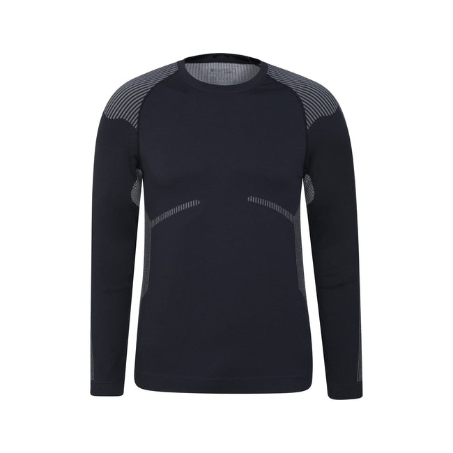 Black - Front - Mountain Warehouse Mens Freestyle Seamless Round Neck Base Layer Top