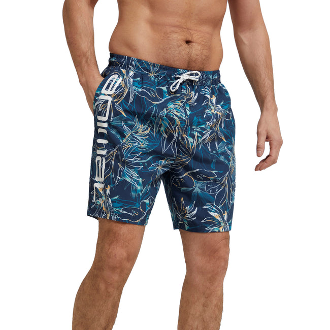 Navy - Front - Animal Mens Deep Dive Printed Boardshorts