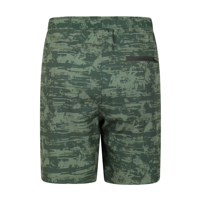 Green - Back - Mountain Warehouse Mens Hurdle Printed Running Shorts