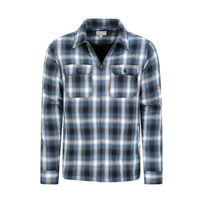 Blue - Pack Shot - Mountain Warehouse Mens Stream II Flannel Lined Shirt