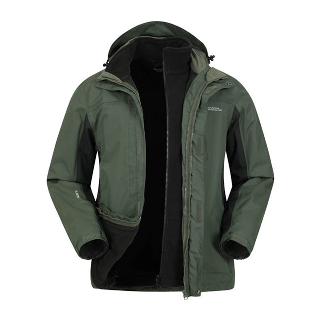 Khaki - Side - Mountain Warehouse Mens Thunderstorm 3 in 1 Waterproof Jacket