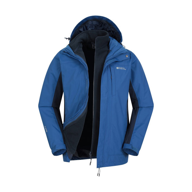 Blue - Front - Mountain Warehouse Mens Thunderstorm 3 in 1 Waterproof Jacket