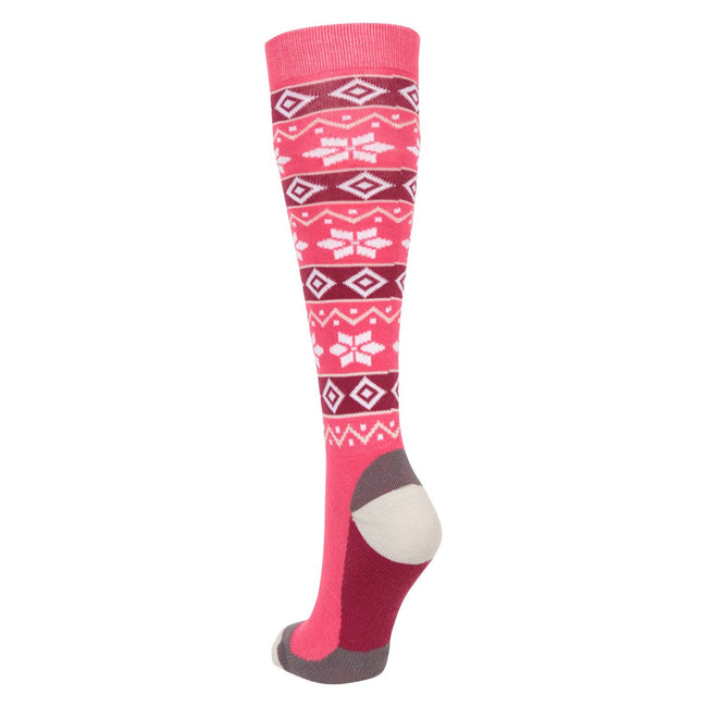 Pink-White - Back - Mountain Warehouse Womens-Ladies IsoCool Patterned Ski Socks