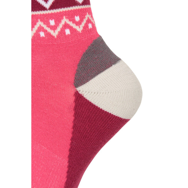 Pink-White - Side - Mountain Warehouse Womens-Ladies IsoCool Patterned Ski Socks
