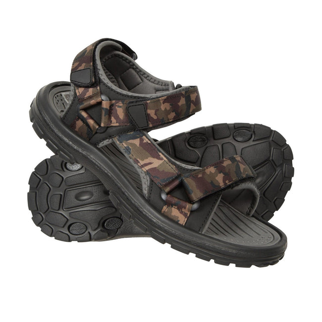 Green-Black - Pack Shot - Mountain Warehouse Mens Crete Camo Sandals