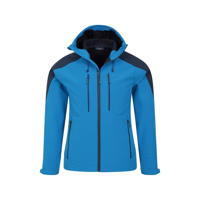 Blue - Pack Shot - Mountain Warehouse Mens Radius Recycled Soft Shell Jacket