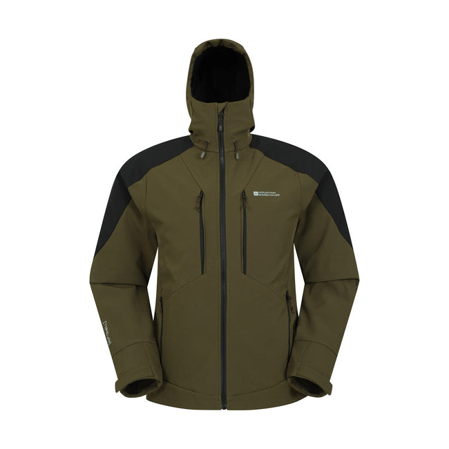 Green - Front - Mountain Warehouse Mens Radius Recycled Soft Shell Jacket