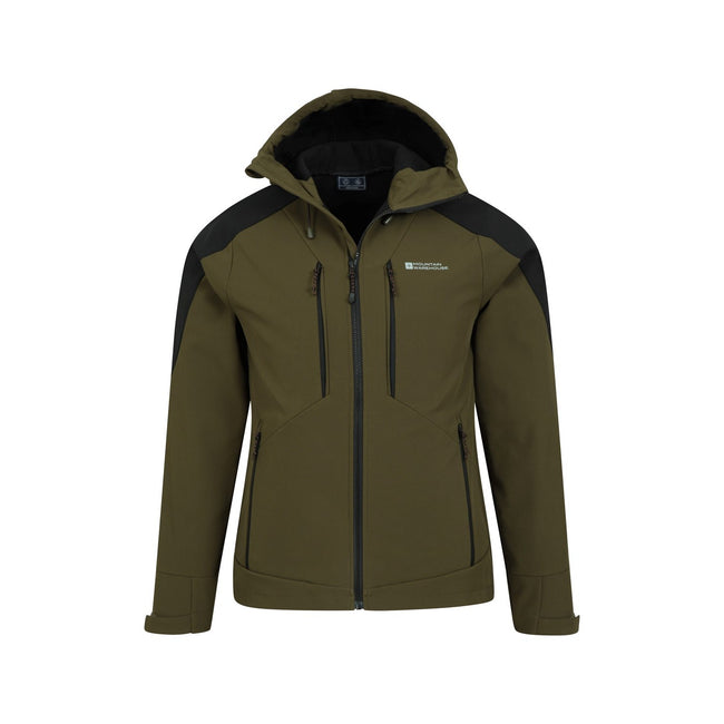 Green - Pack Shot - Mountain Warehouse Mens Radius Recycled Soft Shell Jacket