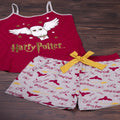 Gray-Burgundy - Lifestyle - Harry Potter Womens-Ladies Hedwig Short Pyjama Set