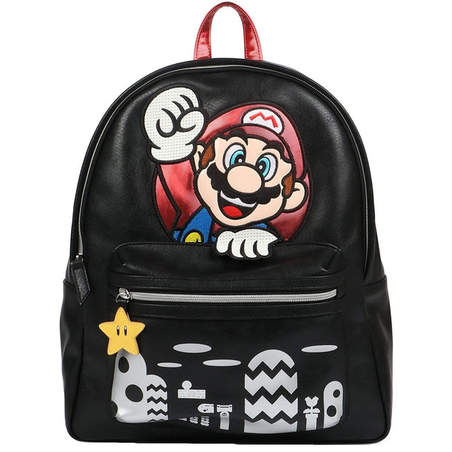 Black-Red-Silver - Front - Danielle Nicole Super Mario Knapsack