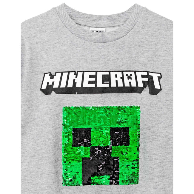 Gray - Lifestyle - Minecraft Childrens-Kids Sequin Flip Sweatshirt