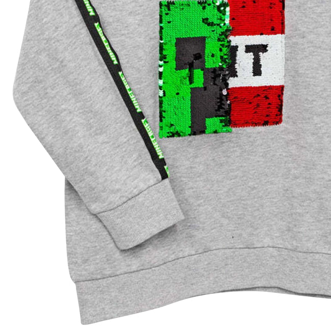 Gray - Pack Shot - Minecraft Childrens-Kids Sequin Flip Sweatshirt