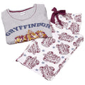 Gray-White-Maroon - Side - Harry Potter Womens-Ladies Gryffindor Long Pyjama Set
