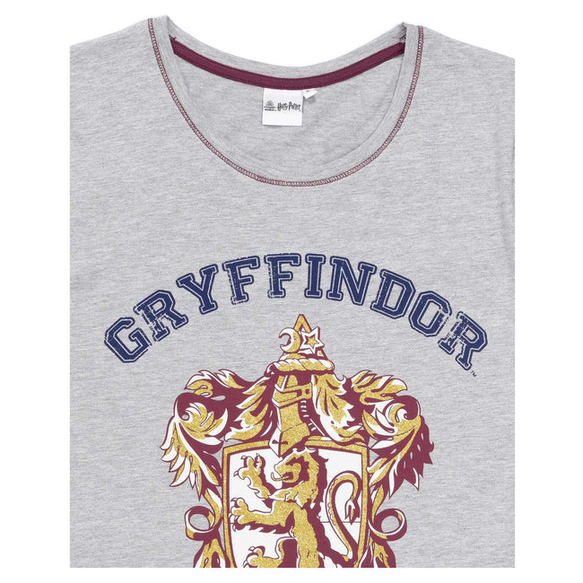 Gray-White-Maroon - Pack Shot - Harry Potter Womens-Ladies Gryffindor Long Pyjama Set