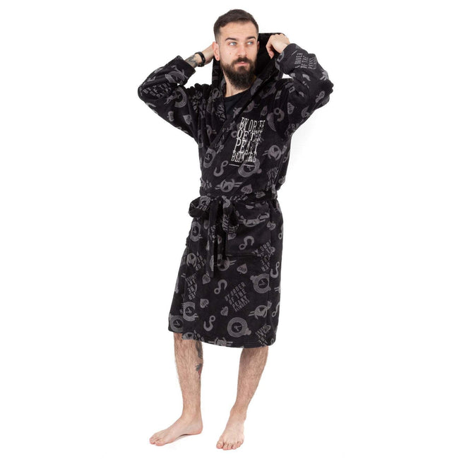 Gray-Black-White - Side - Peaky Blinders Mens Bathrobe