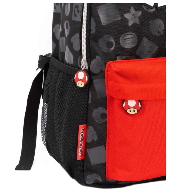 Black-Red - Close up - Super Mario All-Over Print Knapsack