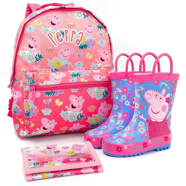 Pink-Blue - Front - Peppa Pig Girls Knapsack Set