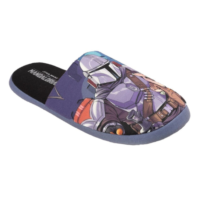 Black-Blue - Front - Star Wars: The Mandalorian Mens Slippers
