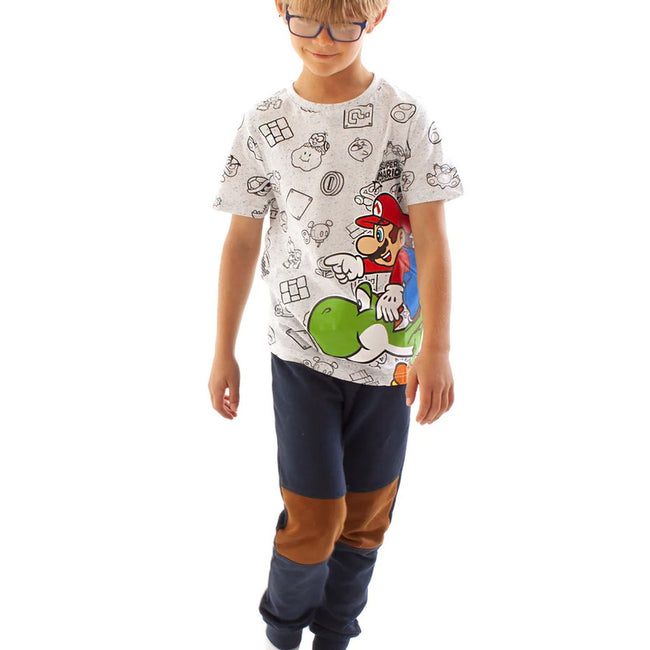 Gray - Pack Shot - Super Mario Boys Mario Yoshi T-Shirt