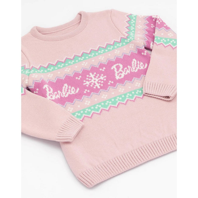 Pastel Pink - Close up - Barbie Girls Fair Isle Sweater