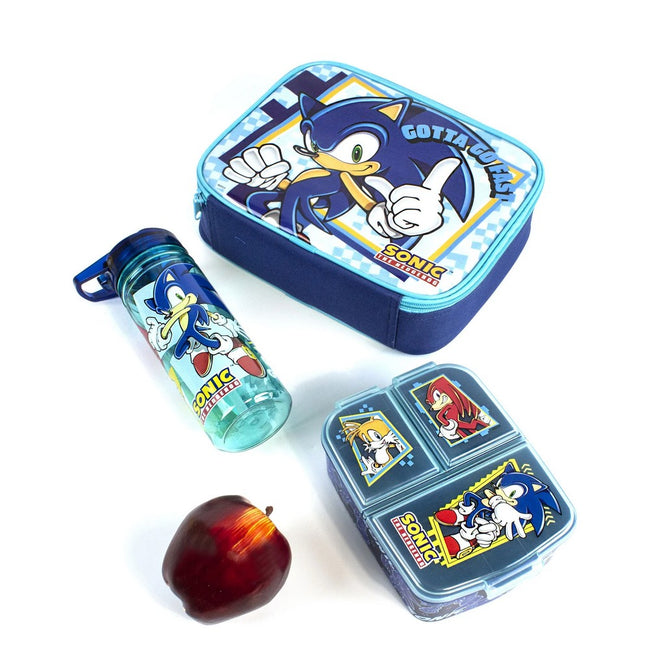 Blue-White - Back - Sonic The Hedgehog Gotta Go Fast Lunch Bag and Bottle