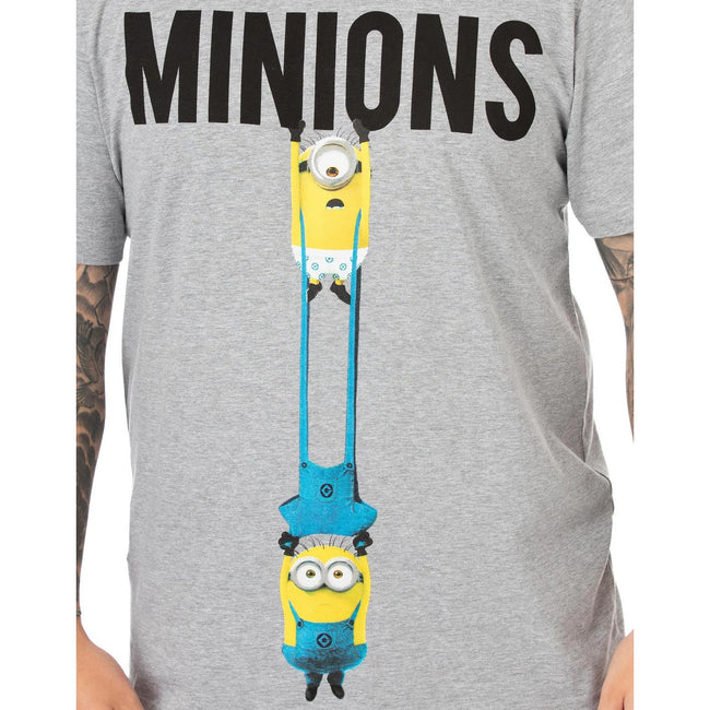 Light Grey-Dark Grey - Close up - Minions Mens Pajama Set