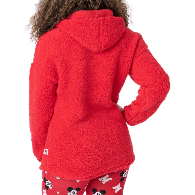 Red - Side - Mickey Mouse Womens-Ladies Borg Pajama Set
