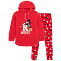 Red - Front - Mickey Mouse Womens-Ladies Borg Pajama Set