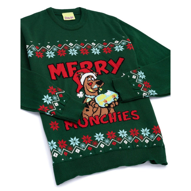 Green-Red - Side - Scooby Doo Mens Knitted Christmas Sweater