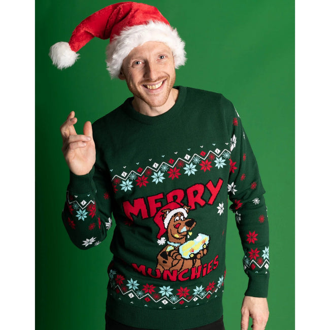 Green-Red - Pack Shot - Scooby Doo Mens Knitted Christmas Sweater