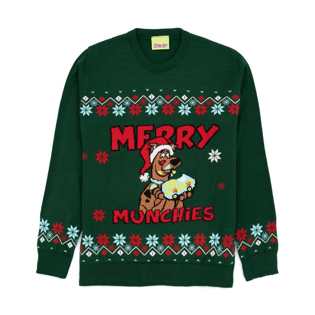 Green-Red - Front - Scooby Doo Mens Knitted Christmas Sweater