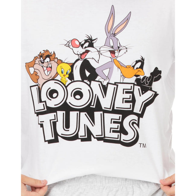 White - Pack Shot - Looney Tunes Mens Logo Long Pyjama Set