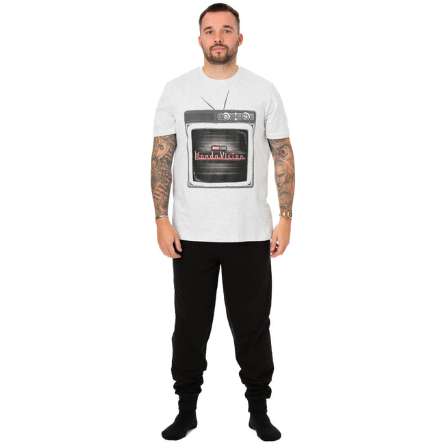 Gray-Black - Front - WandaVision Mens TV Pajama Set