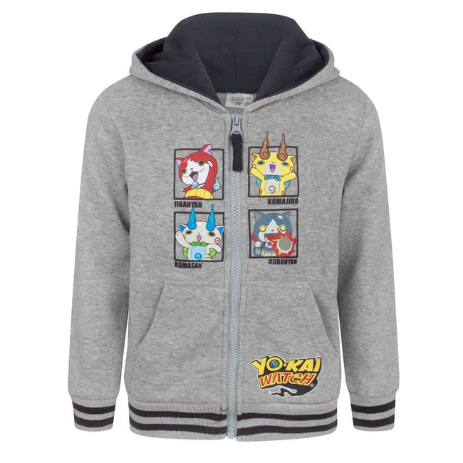 Gray Melange - Front - Yo-Kai Watch Boys Characters Full Zip Hoodie