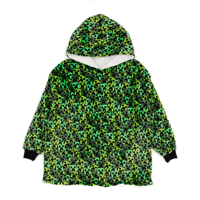 Green - Front - Minecraft Boys Oversized Hoodie Blanket