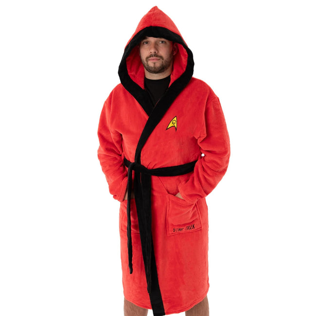 Red - Side - Star Trek Mens Logo Bathrobe