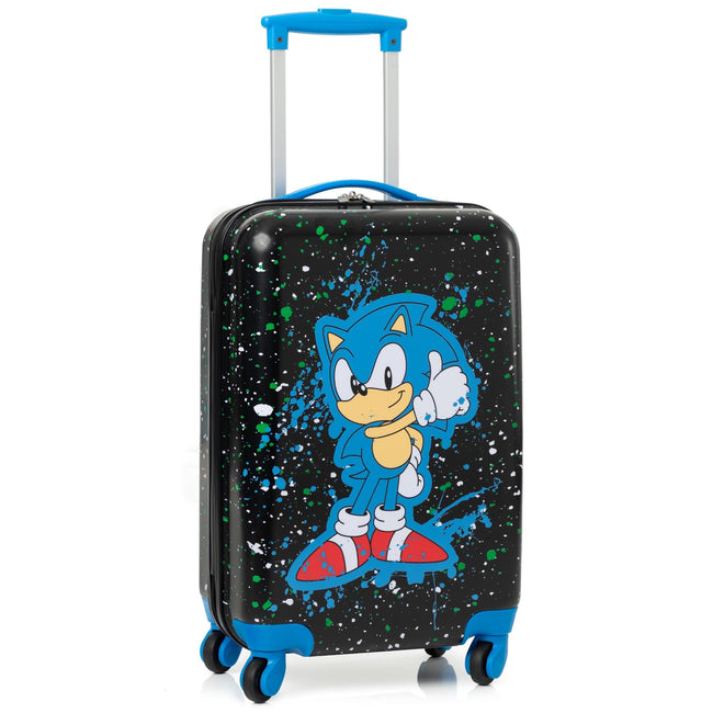 Black-Blue - Front - Sonic The Hedgehog 4 Wheeled Cabin Bag
