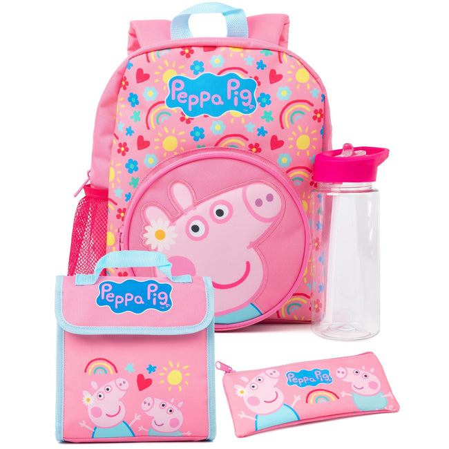 Pink - Front - Peppa Pig Logo Knapsack Set