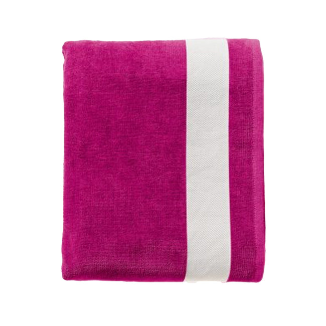 Fuchsia-White - Front - SOLS Lagoon Cotton Beach Towel