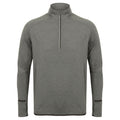 Gray Marl - Front - Tombo Mens Long Sleeve Zip Neck Performance Top