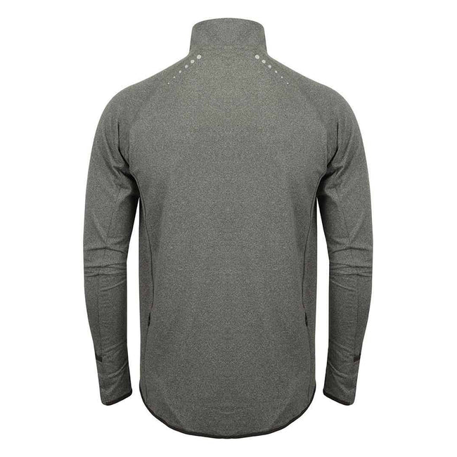 Gray Marl - Back - Tombo Womens-Ladies Long Sleeve Zip Neck Performance Top