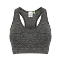 Dark Gray Marl - Front - Tombo Womens-Ladies Seamless Crop Top